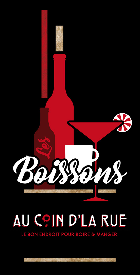 carte boissons au coin de la rue