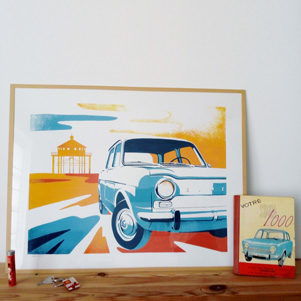 simca 1000 illustration gouache