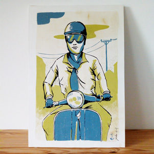 scooteriste-illustration-gouache-encre-jordan-gentes