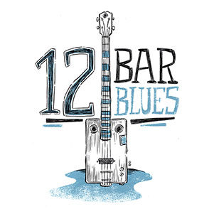 illustration 12 bar blues cigar box guitar