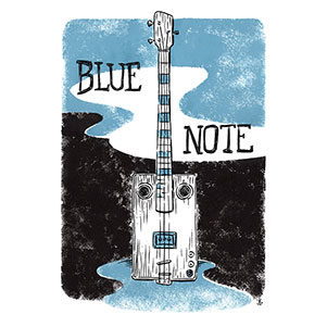 illustration blue note cigar box guitar