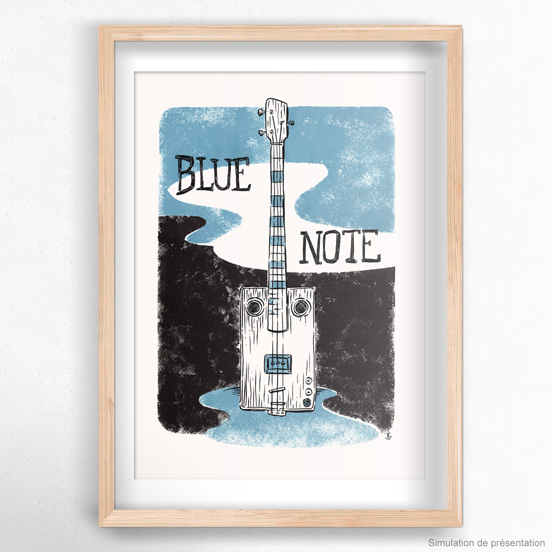 illustration blue note cigar box guitar