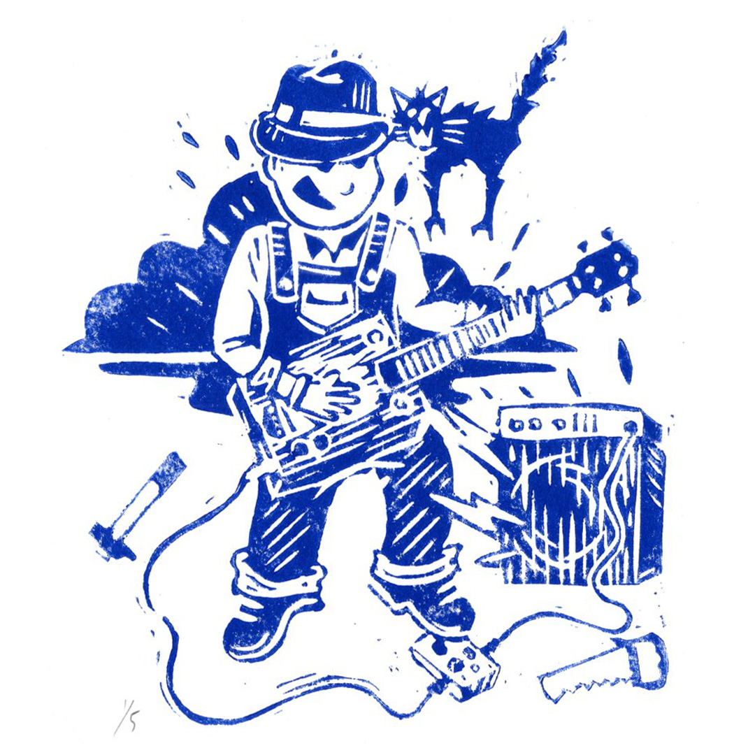 Linogravure Cigar Box Guitar