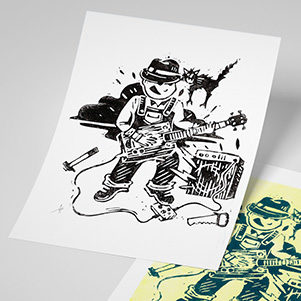 Linogravure Cigar Box Guitar
