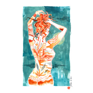 sirene-imaginaire-X-illustration-jordan-gentes-silhouette-femme-phare-orange-bleu