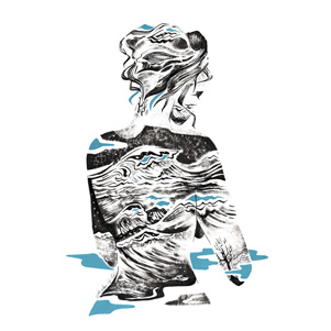 sirene-imaginaire-ondes-bleues-illustration-jordan-gentes-silhouette-femme-vagues