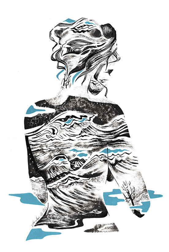 sirene-imaginaire-ondes-bleues-illustration-jordan-gentes-silhouette-femme-vagues-552x825